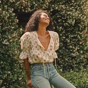 Doen Tulea Top - Fleurs de Jonquille NWT Small